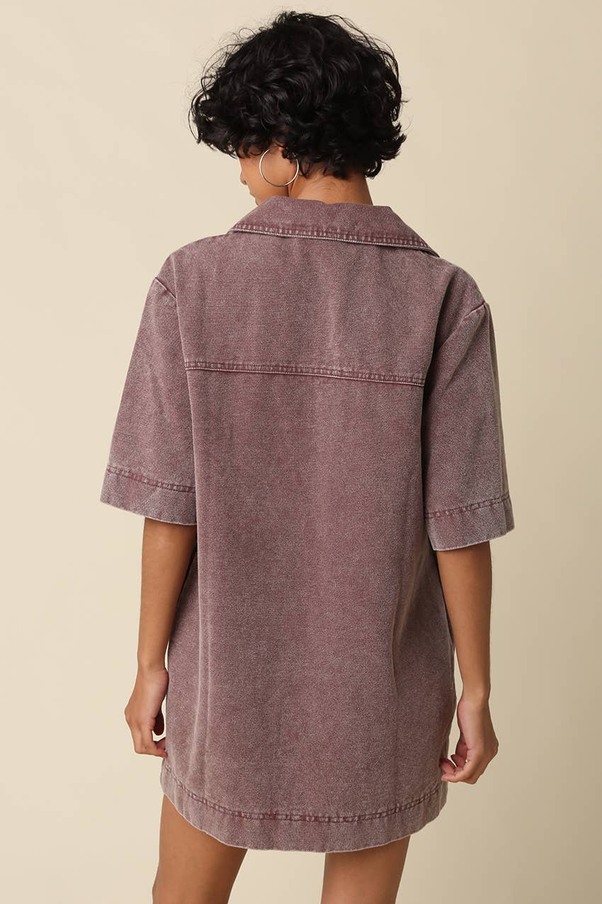 Rosie Washed Collared Mini Dress