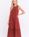 Desert Breeze Lace Maxi Dress-Rodeo Red