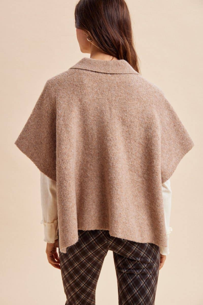 Softly Spoken Sweater Cape Cardigan-Latte