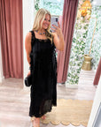 PREORDER: Fleur Romance Midi Dress-Black