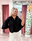 Spring Reset Eyelet Cropped Jacket-Black