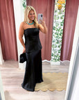 Satin Siren Maxi Dress-Black
