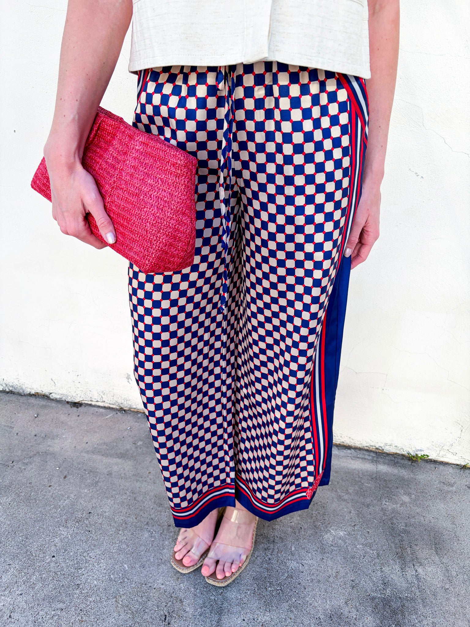 Checkerboard Wide Leg Pants