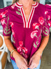 Tour The Town Floral Top-Wine