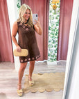 Weekend Cabin Mini Dress-Brown