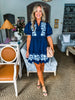 Magic Moment Floral Mini Dress-Navy