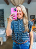 Denim Daisies Embroidered Top