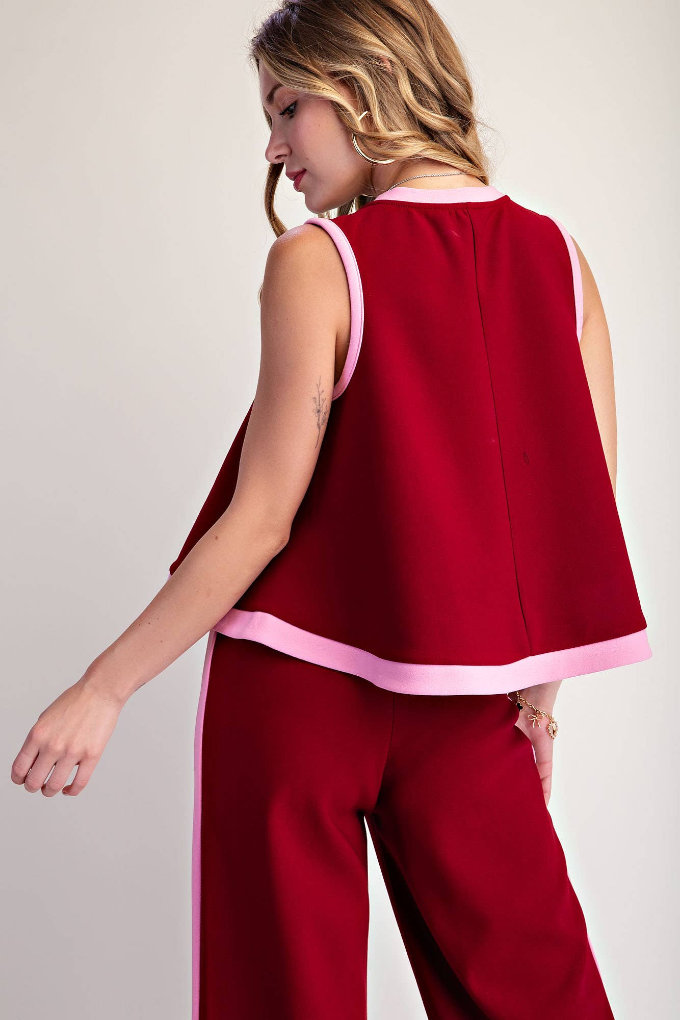 Soft Motion Knit Top-Burgundy