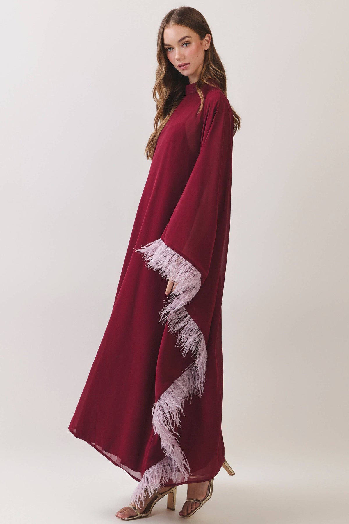 Plume Royale Cape Maxi Dress