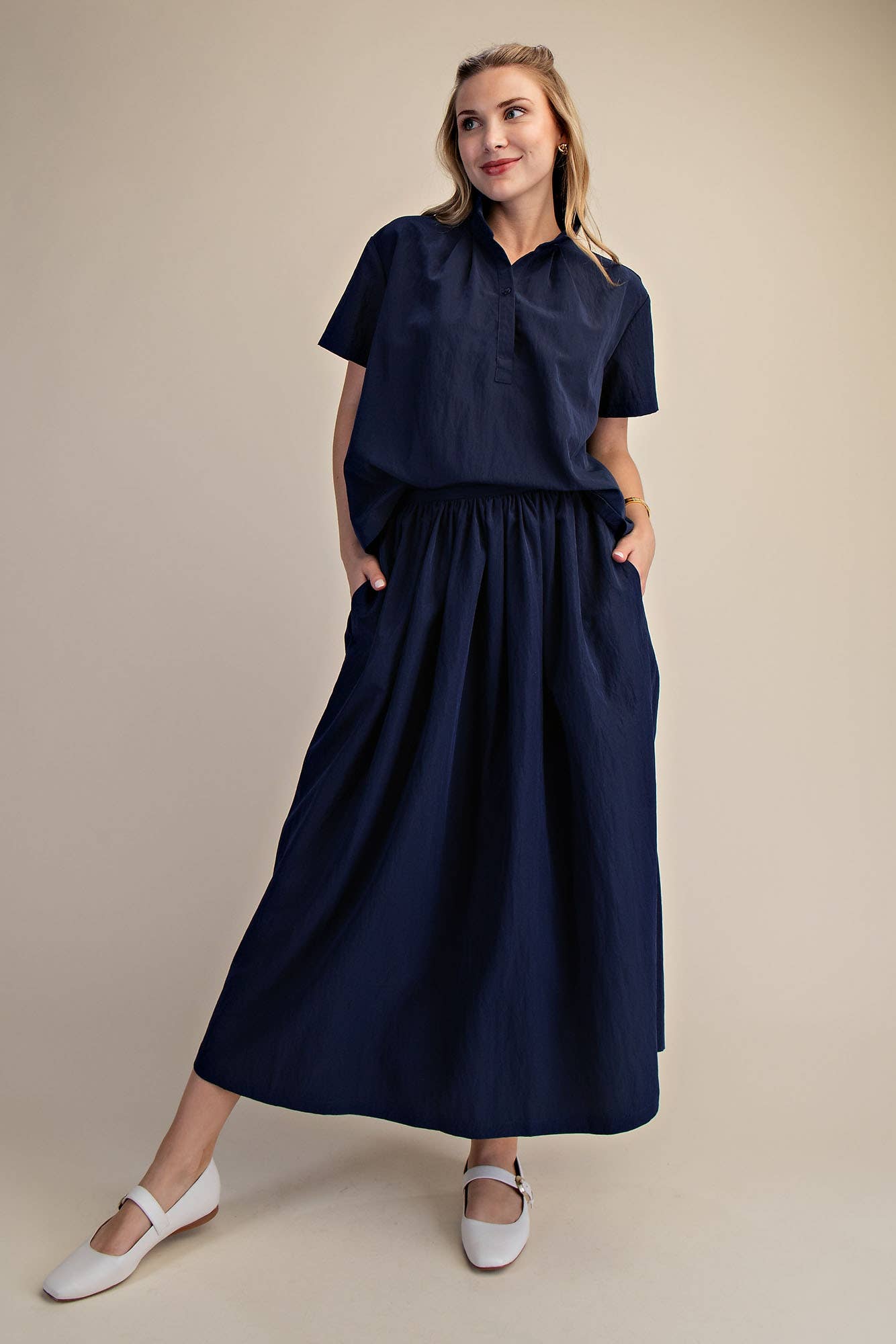 Better Basic Collared Top-Navy