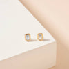 Birth Stone Stud Earrings- White