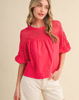 Sheer Romance Bubble Top-Raspberry Pink