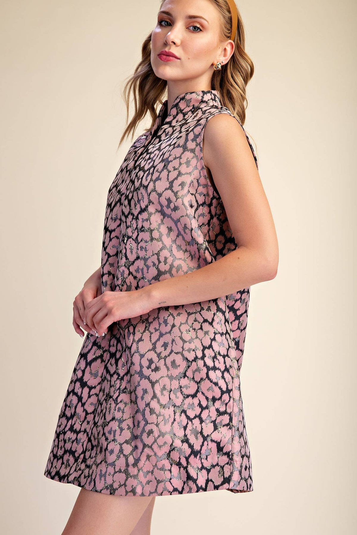 Huntress Jacquard Mini Dress-Pink