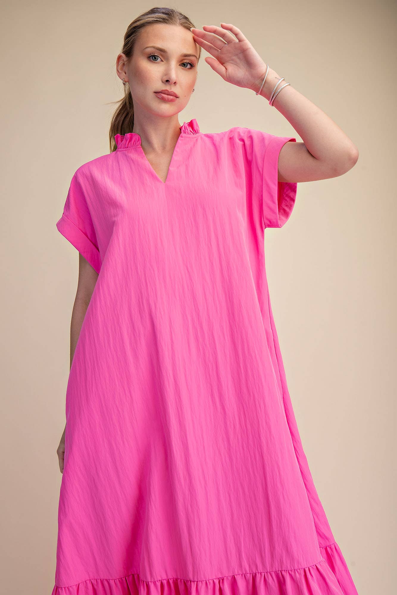 Simple Joy Midi Dress-Hot Pink