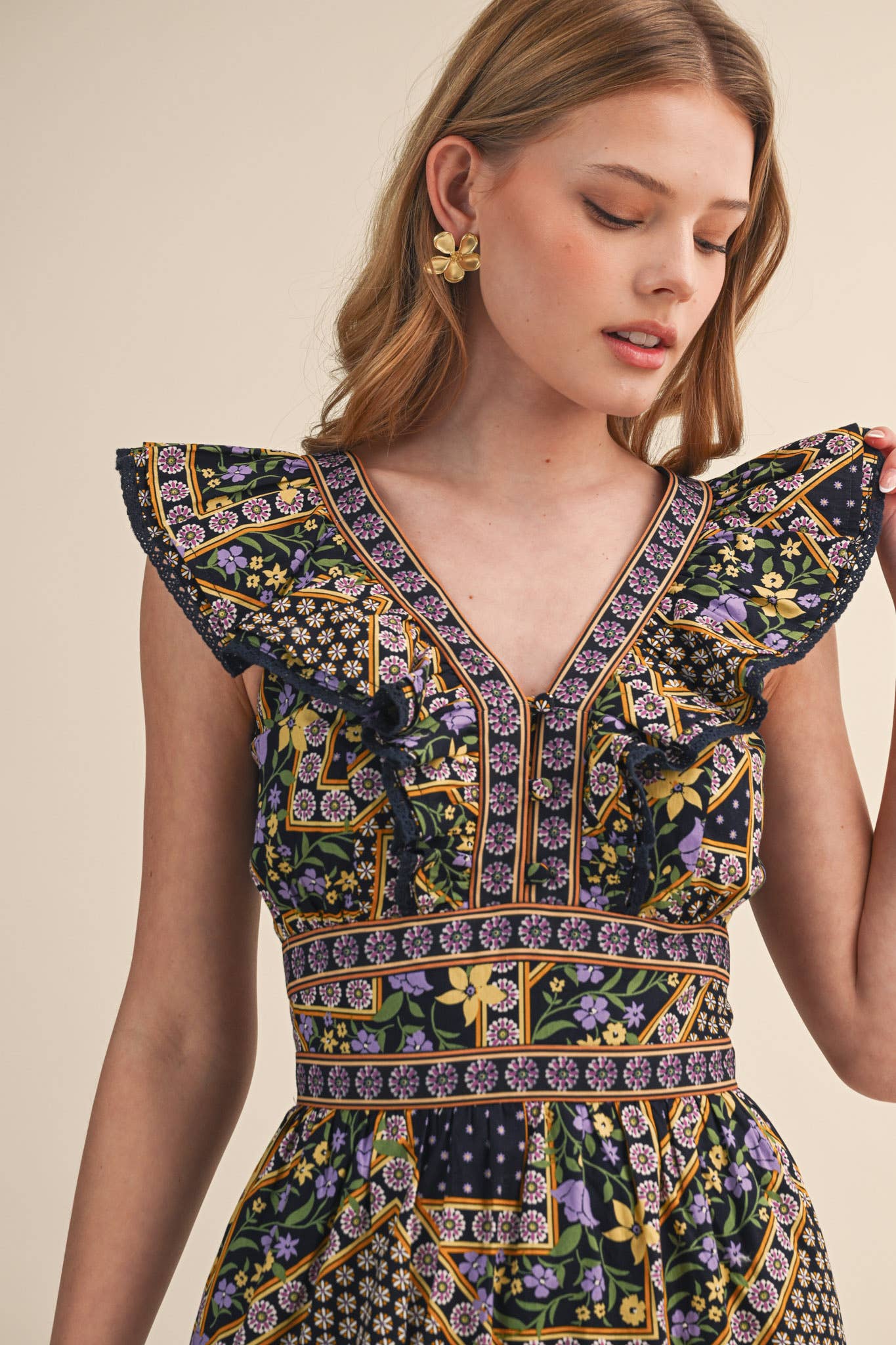 PREORDER: Sweet Spell Floral Midi Dress-Navy