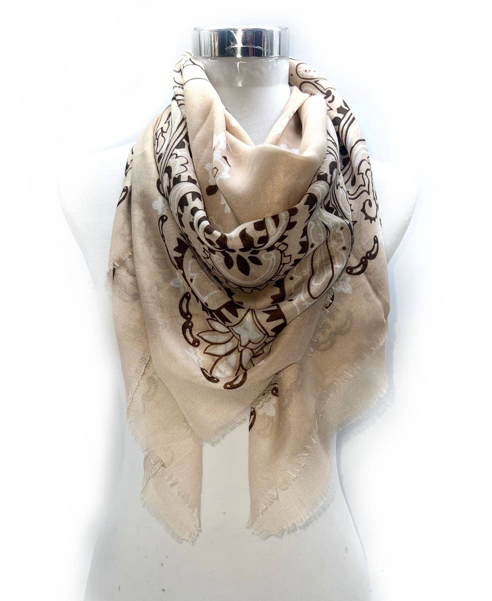 Cozy Cove Square Scarf Bandana-Beige