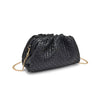 Tate Woven Frame Clutch-Black