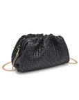 Tate Woven Frame Clutch-Black