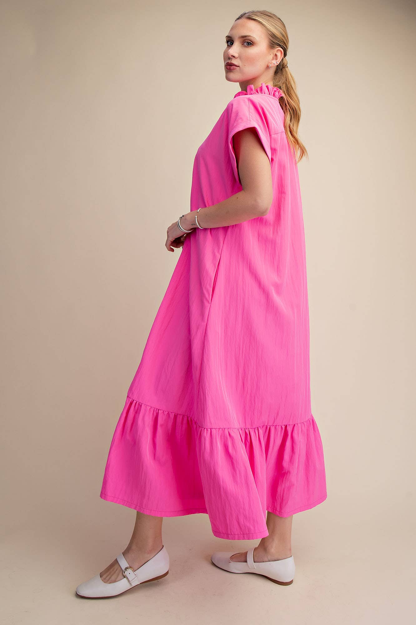 Simple Joy Midi Dress-Hot Pink