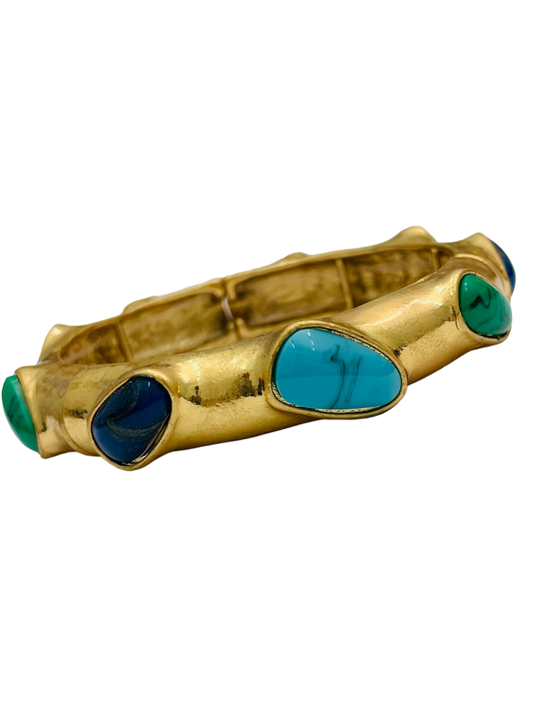 Stone Bangle- Gold/Turq