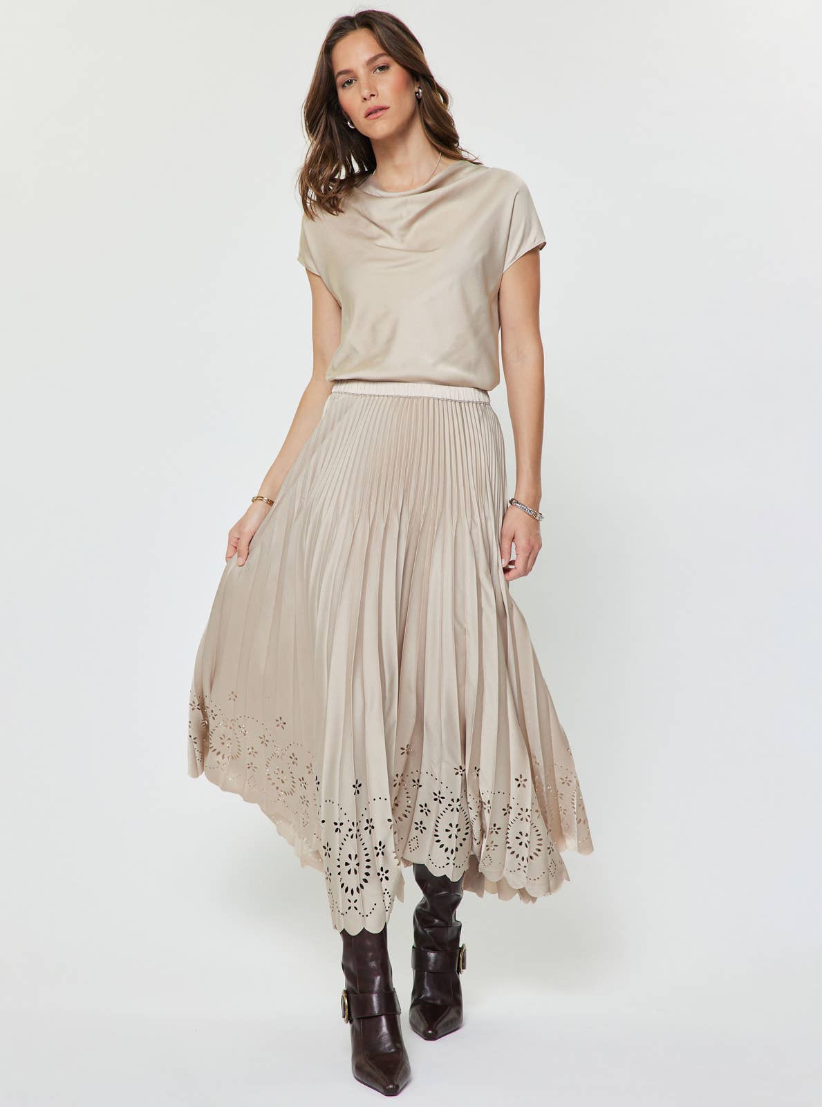 Amour Pleated Midi Skirt