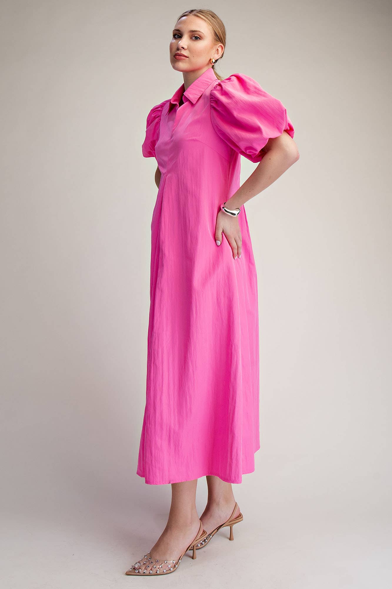 Love Story Midi Dress-Hot Pink