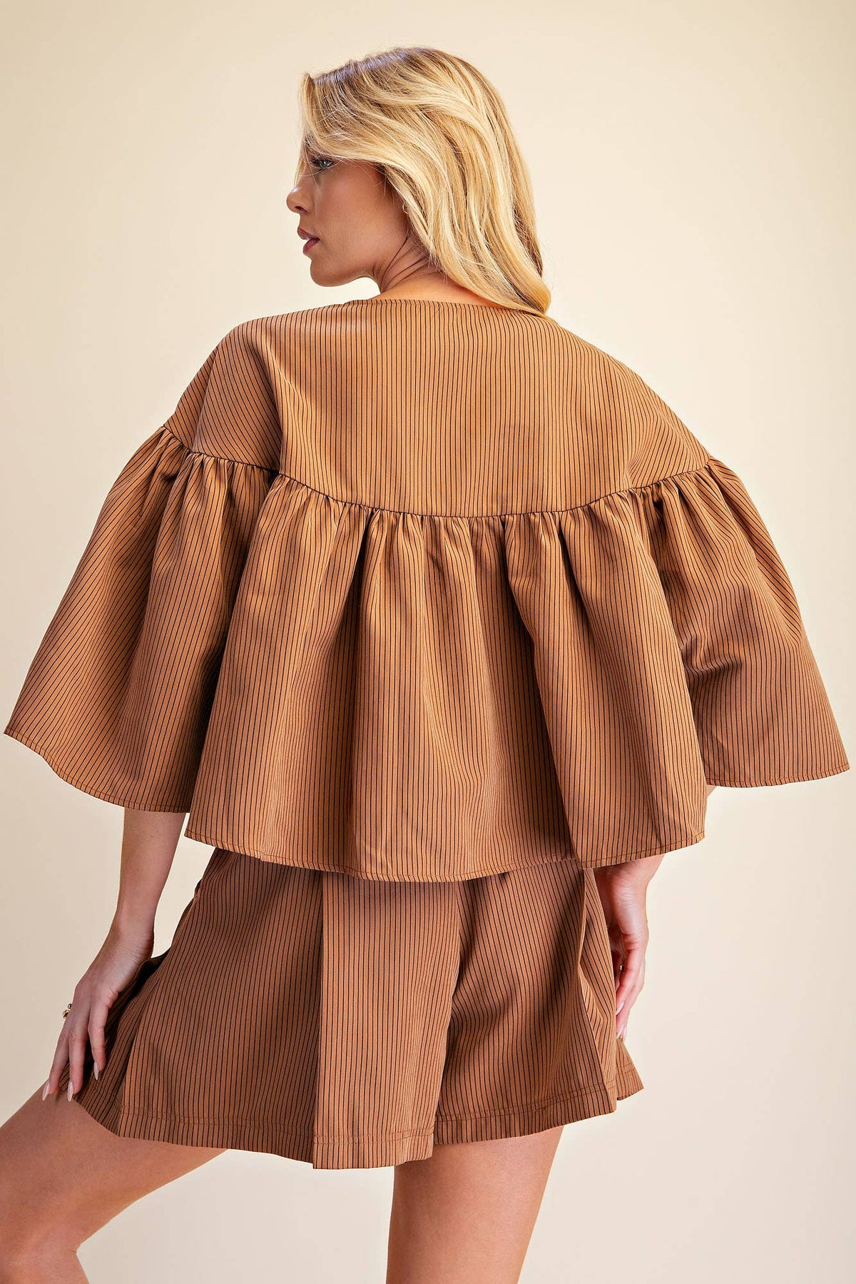 Swing Cape Stripe Top-Camel