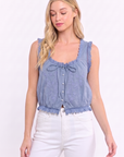 Vintage Grace Embroidered Top-Dusty Blue