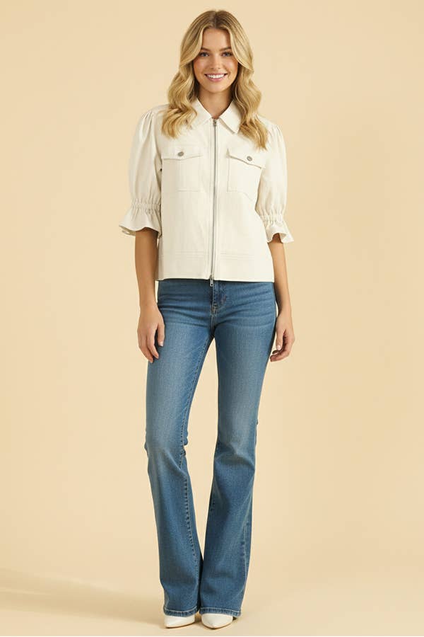 Seaside Zipper Front Jacket-Cream