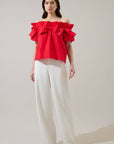 Great Night Off Shoulder Top-Red