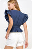 Whirlwind Romance Poplin Top-Navy
