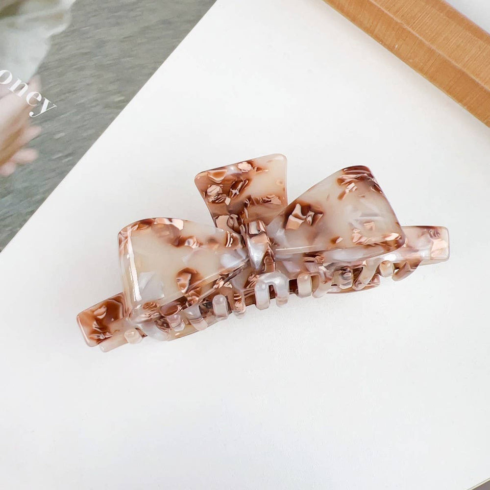 Vintage Bow Hair Clip-Beige Coffee