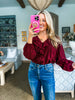 Feeling Light Ruffle Trim Top-Wine