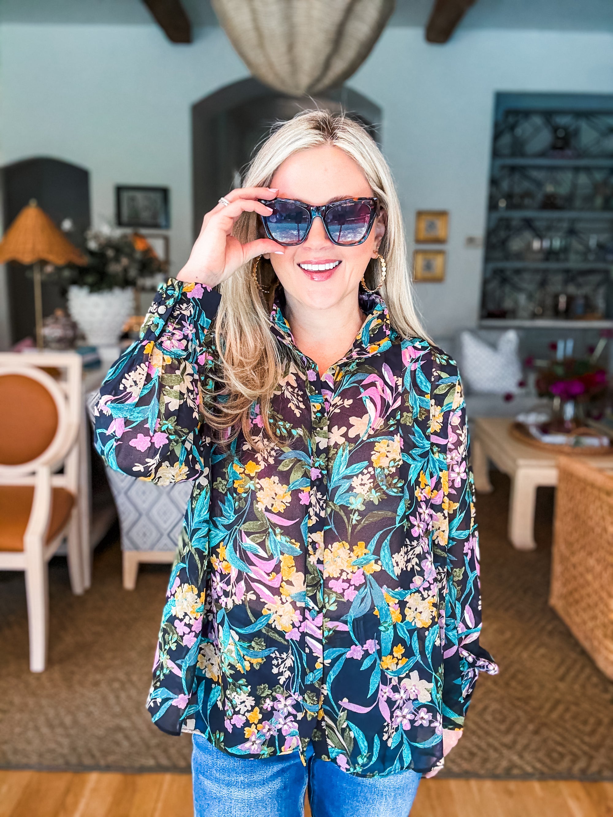 Midnight Garden Floral Top