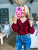 Feeling Light Ruffle Trim Top-Wine
