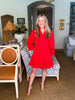 Eyelet Love Mini Dress-Red