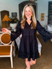 Eyelet Love Mini Dress-Black