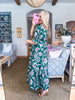 Season of Style Floral Midi Dress-Pine