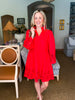 Eyelet Love Mini Dress-Red