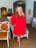 Eyelet Love Mini Dress-Red