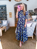 Season of Style Floral Midi Dress-Navy