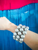 Big Ball Stretch Bracelet- Matte Silver