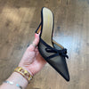 Satin Bow and Mesh Heel- Black