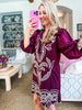 Harvest Charm Embroidered Mini Dress-Merlot