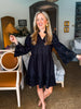 Eyelet Love Mini Dress-Black