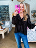 Feeling Light Ruffle Trim Top-Black
