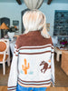 Cowboy Desert Zip-up Cardigan- Oatmeal