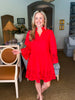 Eyelet Love Mini Dress-Red