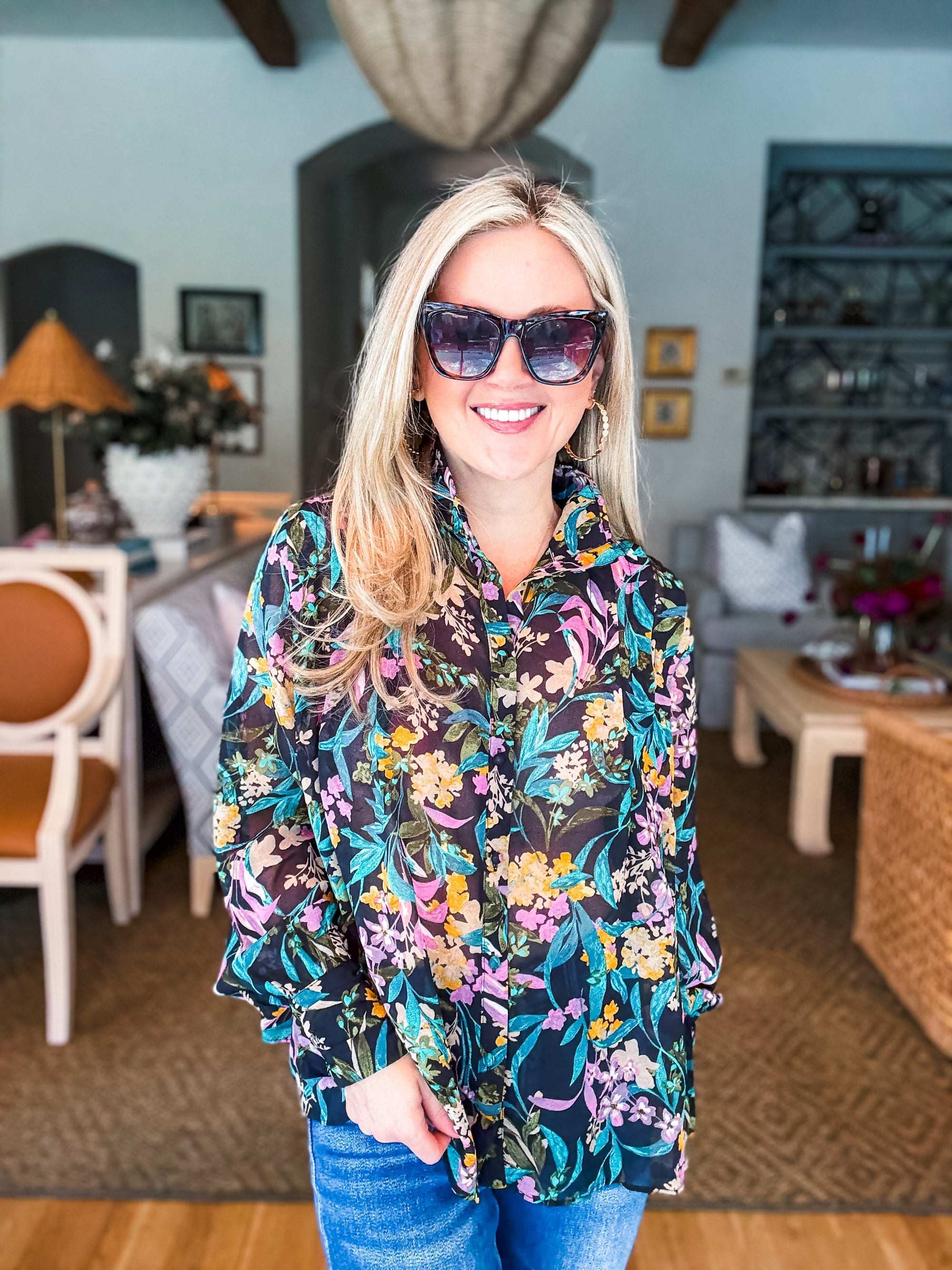 Midnight Garden Floral Top