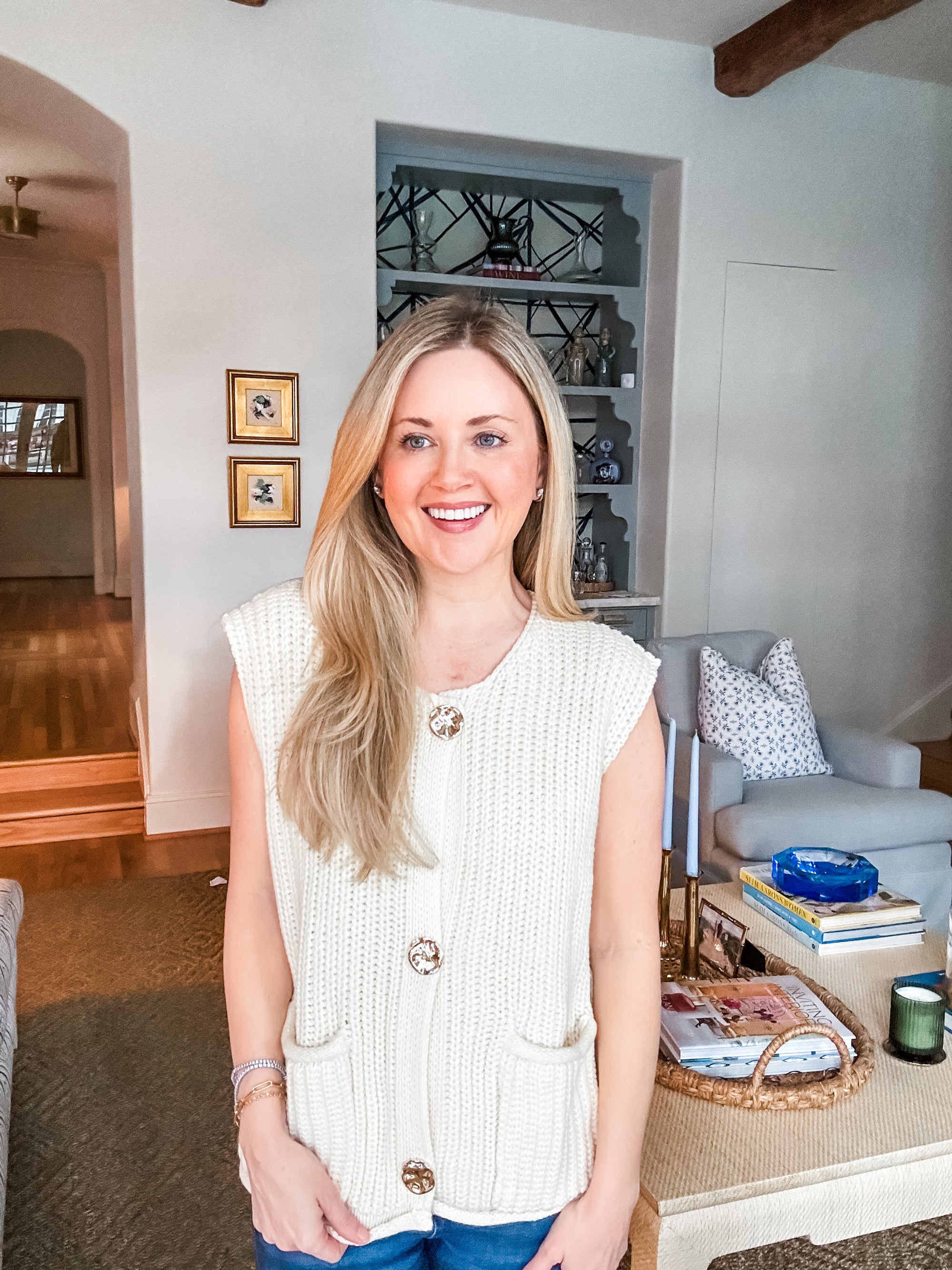 Preppy Moment Sweater Vest- Cream